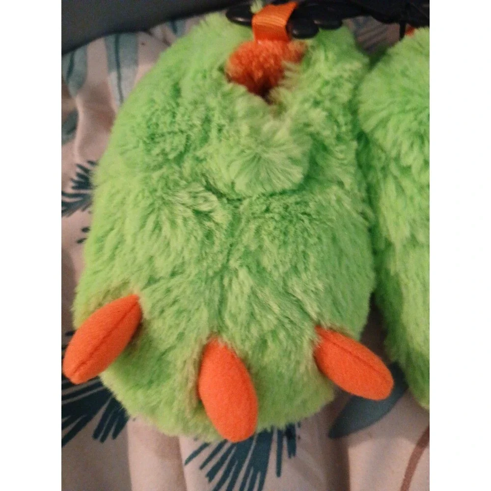 Adorable Wonder Nation Infant Boys Green & Orange Monster Claw Slippers - Size 3